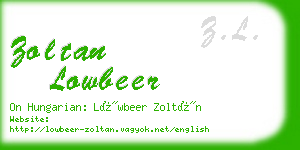 zoltan lowbeer business card